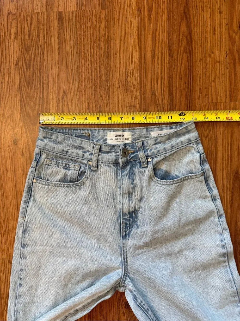 Cotton On Women's Acid Wash High Rise Long Wide Leg Jeans Light Blue Size 4 - Picture 5 of 7